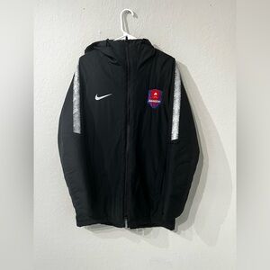 Nike Academy 18  Football Bench Coat Parka Reflective Black Hooded Long Jacket